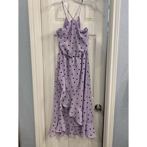 Lush, lavender, black polka dot, dress
